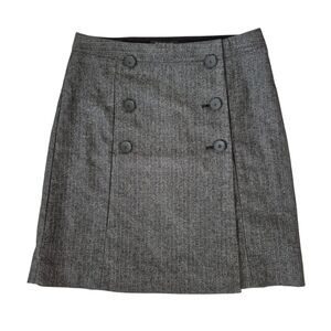 Club Monaco Gray Wool Blend Wrap Skirt Button Front